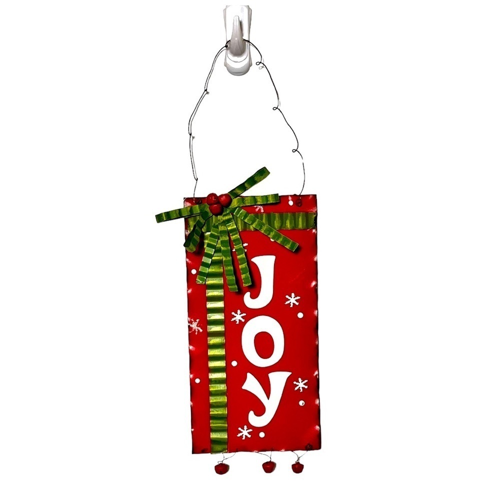 Joy Rustic Metal Sign Red/Green